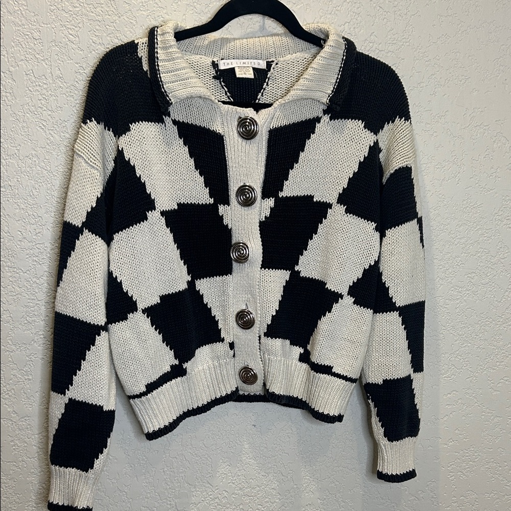 Vintage The Limited Geometric Black and White Sweater